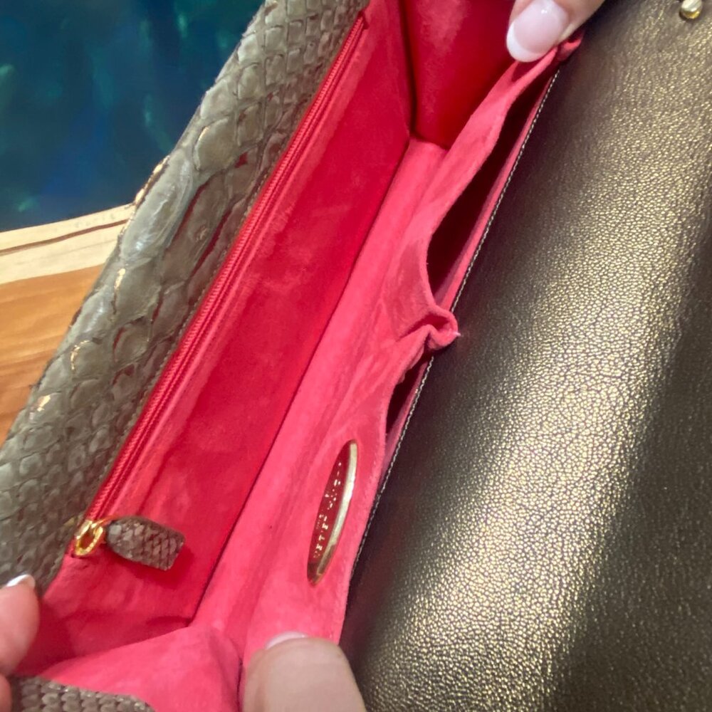 Judith Leiber Limited Edition Authentic Python Rare Double Flap Python Handbag - Picture 11 of 13